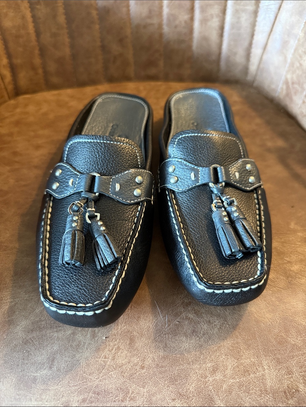 Cole Haan Black Leather Tassel Loafers